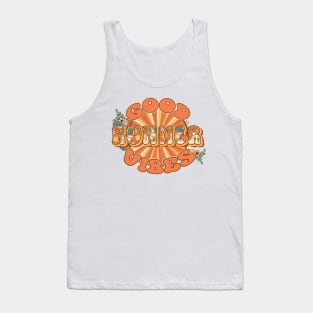 Good vibes Runner retro quote  gift for running Vintage floral pattern Tank Top